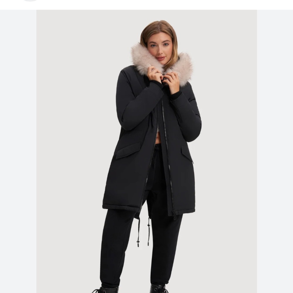 Black Fur-Trimmed Noize Caroline Vegan Faux Fur Parka